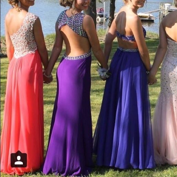 Purple and sequence Prom Dress - Picture 4 of 5